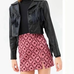 UO purple mauve floral mini bodycon skirt